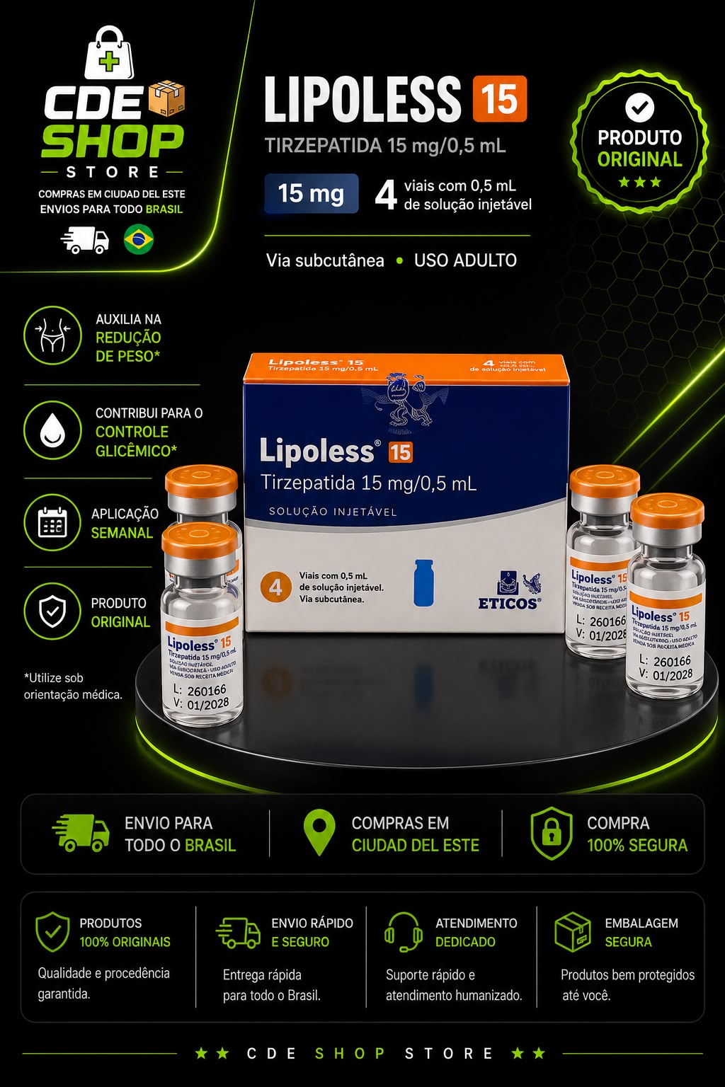LIPOLESS 15MG 4 AMPOLAS (60MG)