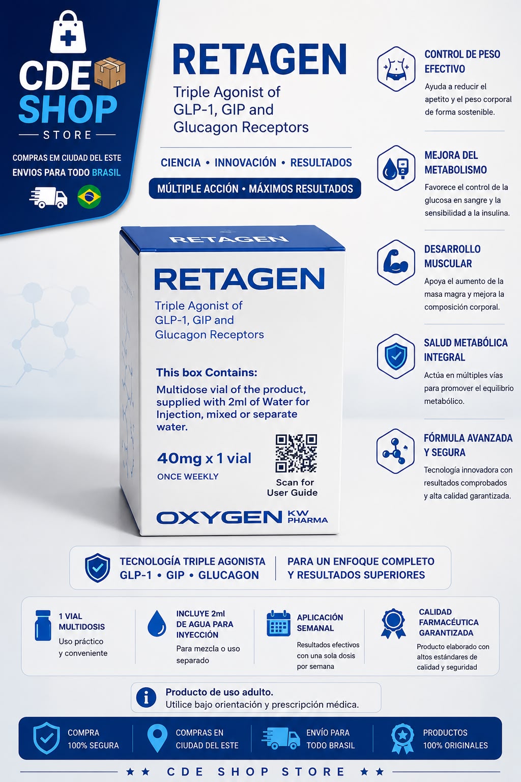 RETAGEN OXYGEN 4 VIALES 40MG
