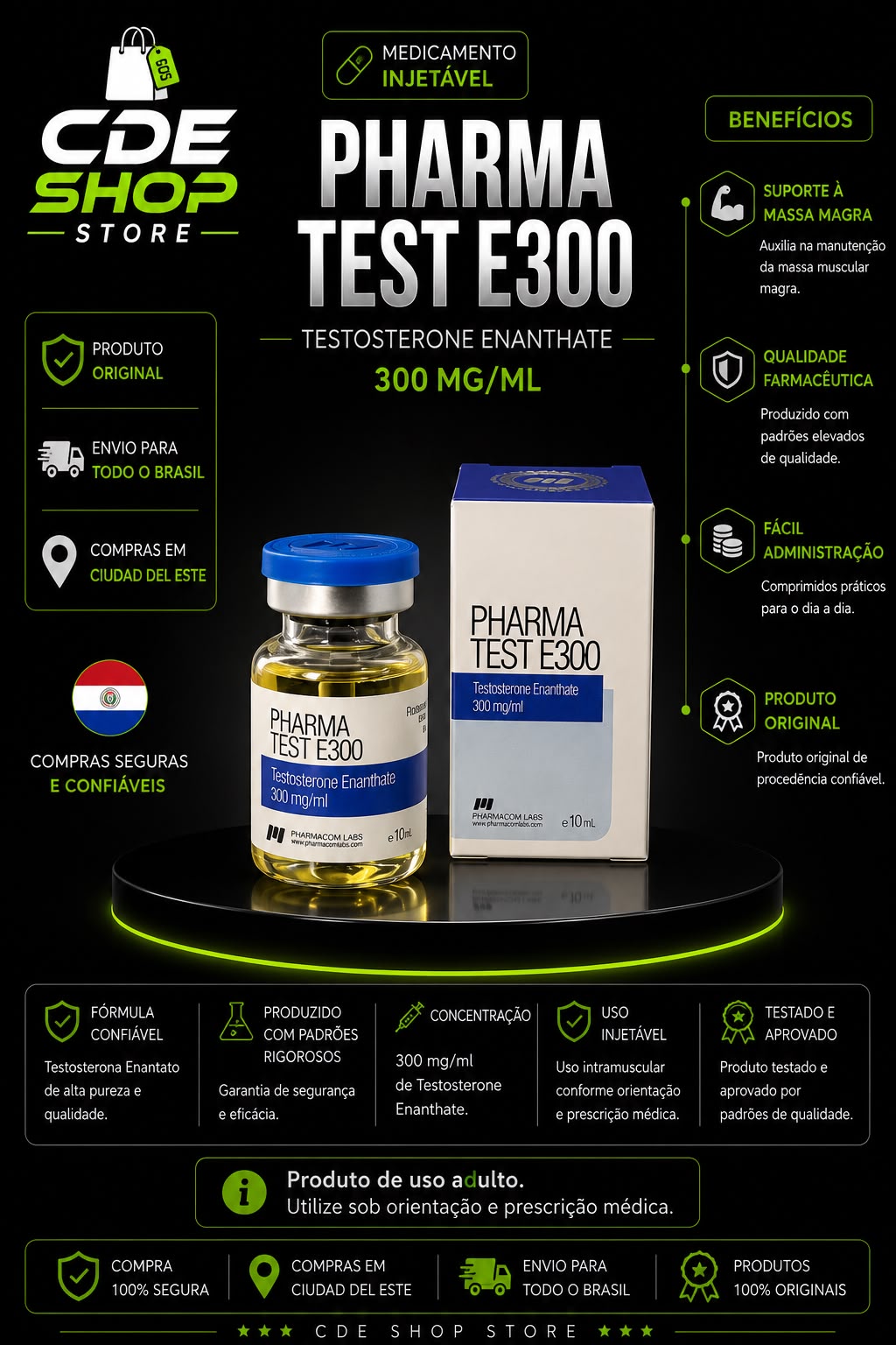 TEST E 300 PHARMACOM 300MG/1OML