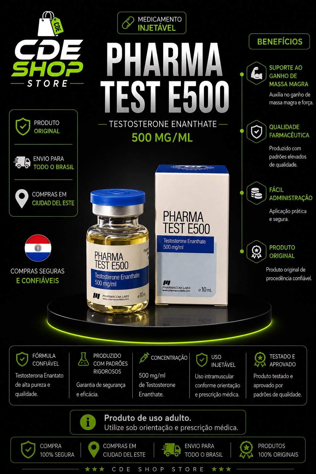 TEST E500 PHARMACOM 500MG/10ML