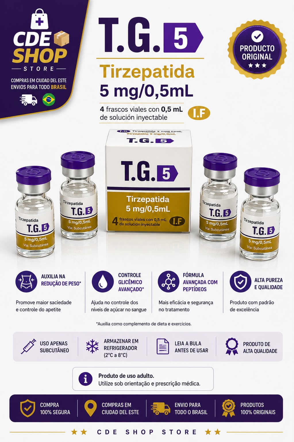 TG 5MG 4 AMPOLAS (20MG)