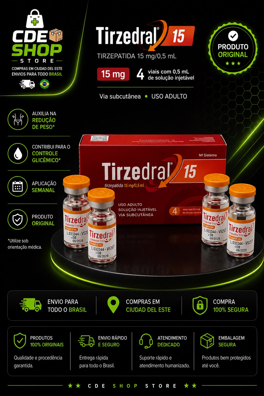 TIRZEDRAL 15MG 4 AMPOLAS (60MG)
